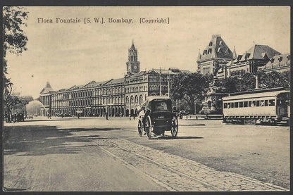 India BOMBAY vintage postcard Flora Fountain