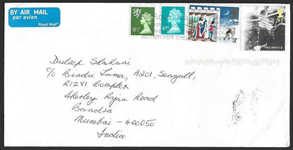 GB Machins, high value commemoratives, etc. on covers to India (4)