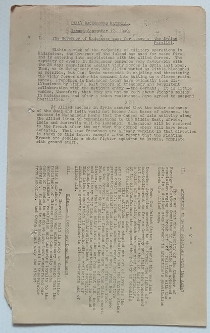 AOP India WW2 National War Front leaflet CHURCHILL PRAISES CHINA'S DEMOCRACY