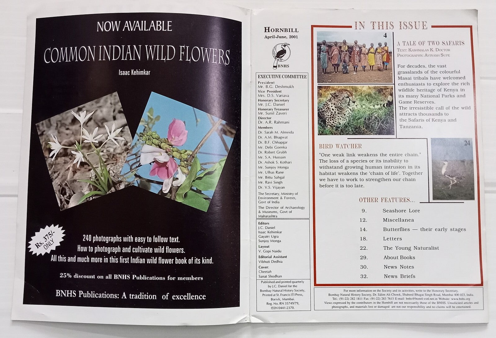 AOP India HORNBILL by THE BOMBAY NATURAL HISTORY SOCIETY April/June 2001