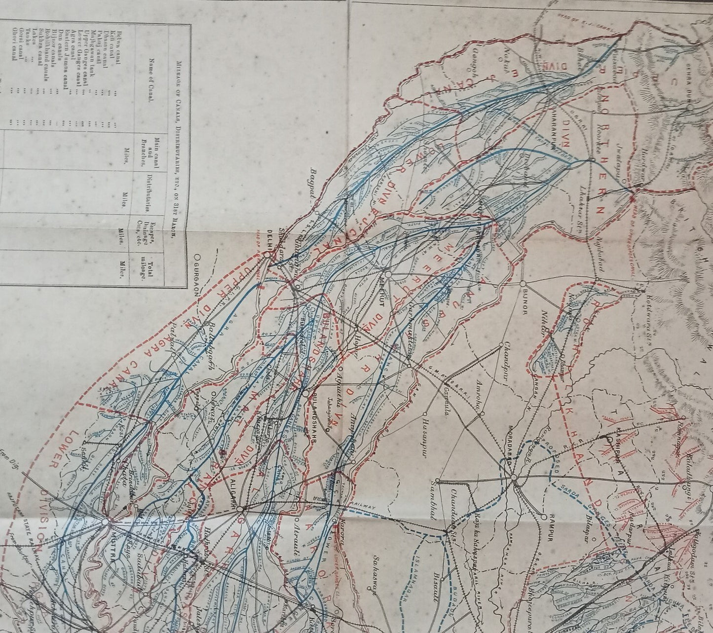 Vintage Survey of India UNITED PROVINCES CANALS COMPLETED & PROPOSED 26" x 39"