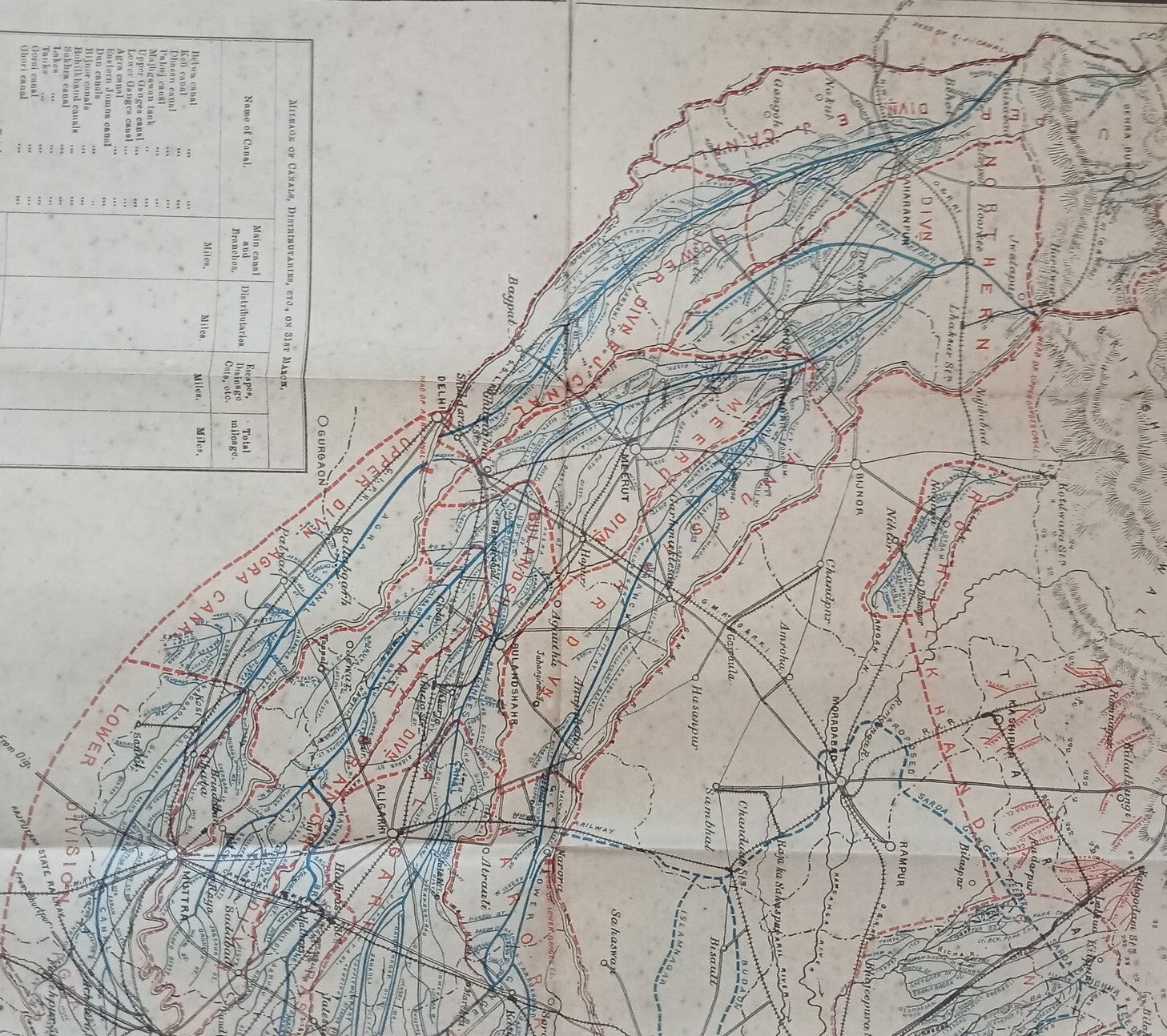 Vintage Survey of India UNITED PROVINCES CANALS COMPLETED & PROPOSED 26" x 39"