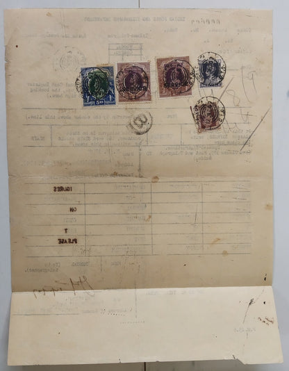 India 1947 Provisional Cyclostyled Telegram with KGVI service stamps