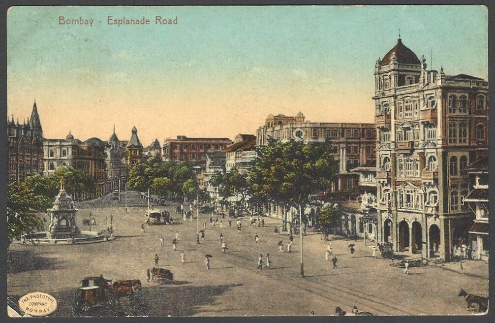 India BOMBAY vintage postcard Bombay Esplanade Road