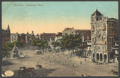 India BOMBAY vintage postcard Bombay Esplanade Road