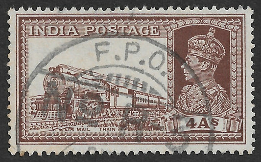 India KGVI King George VI 2a Dak Runner canc FPO R-3 Tessenei, Eritrea	
