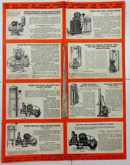 India 1939 advertisement brochure for MYER PUMPS by Water Supply Ltd Bombay