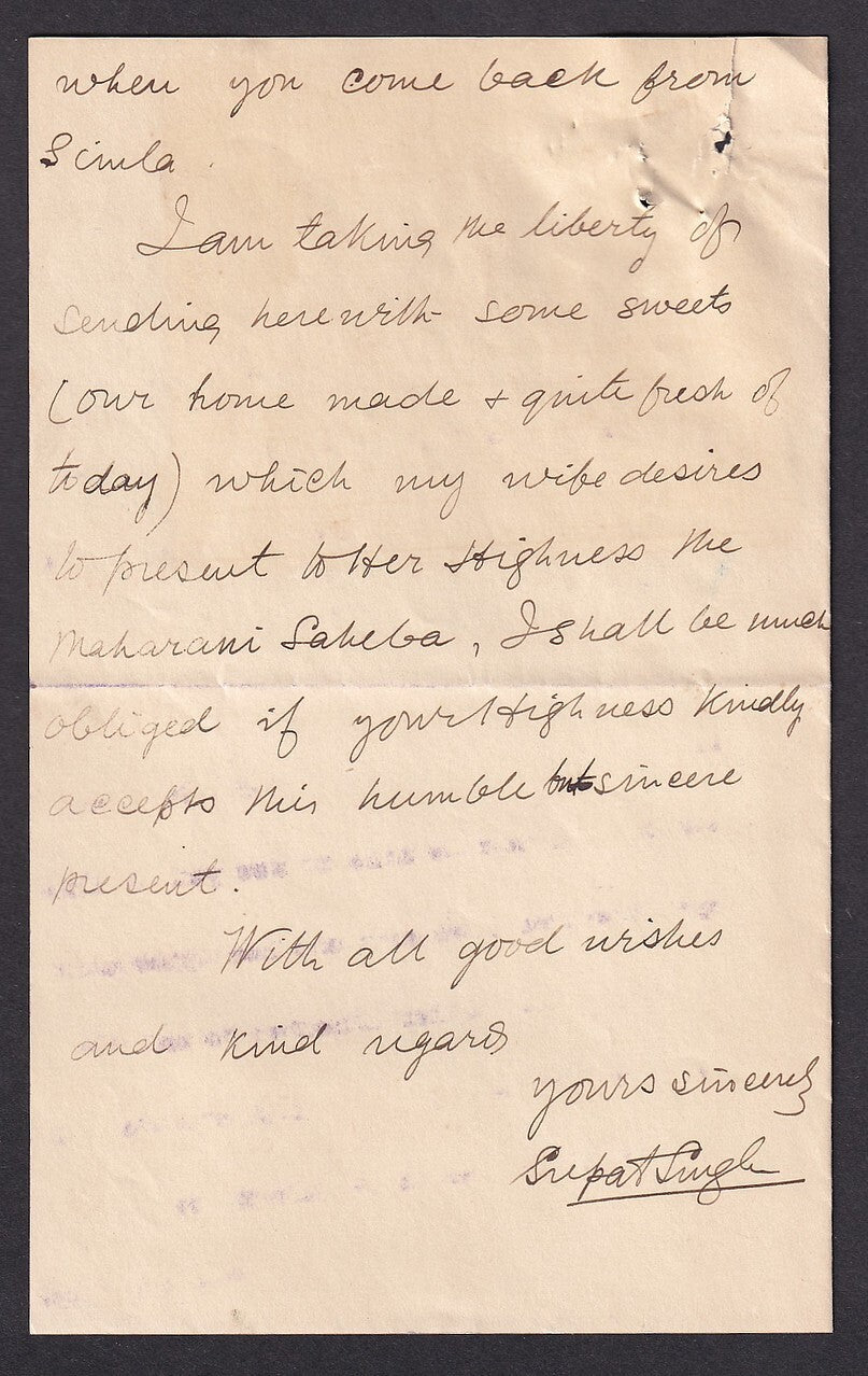 India 1920 BARA KOTHY, Mussorie crested letter to Maharaja