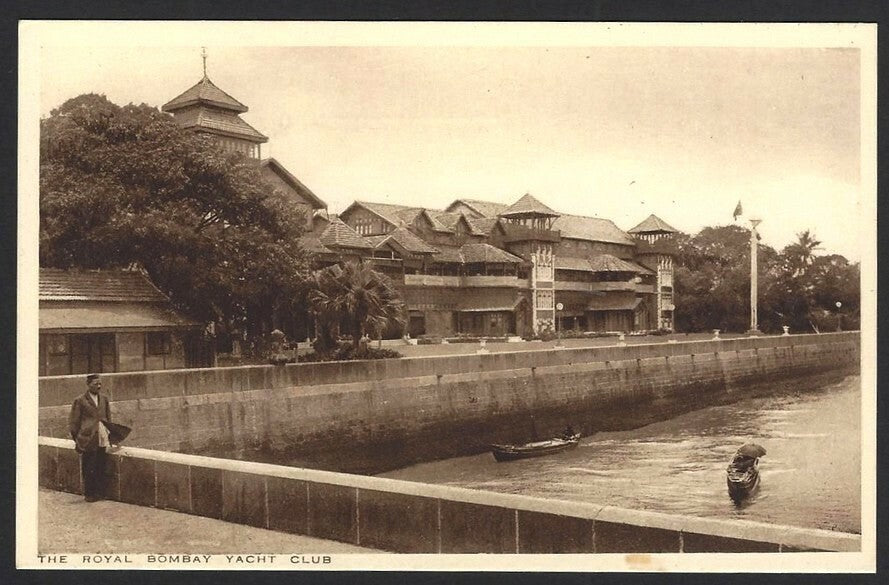 India BOMBAY vintage postcard Royal Yacht Club by Thacker & Co.