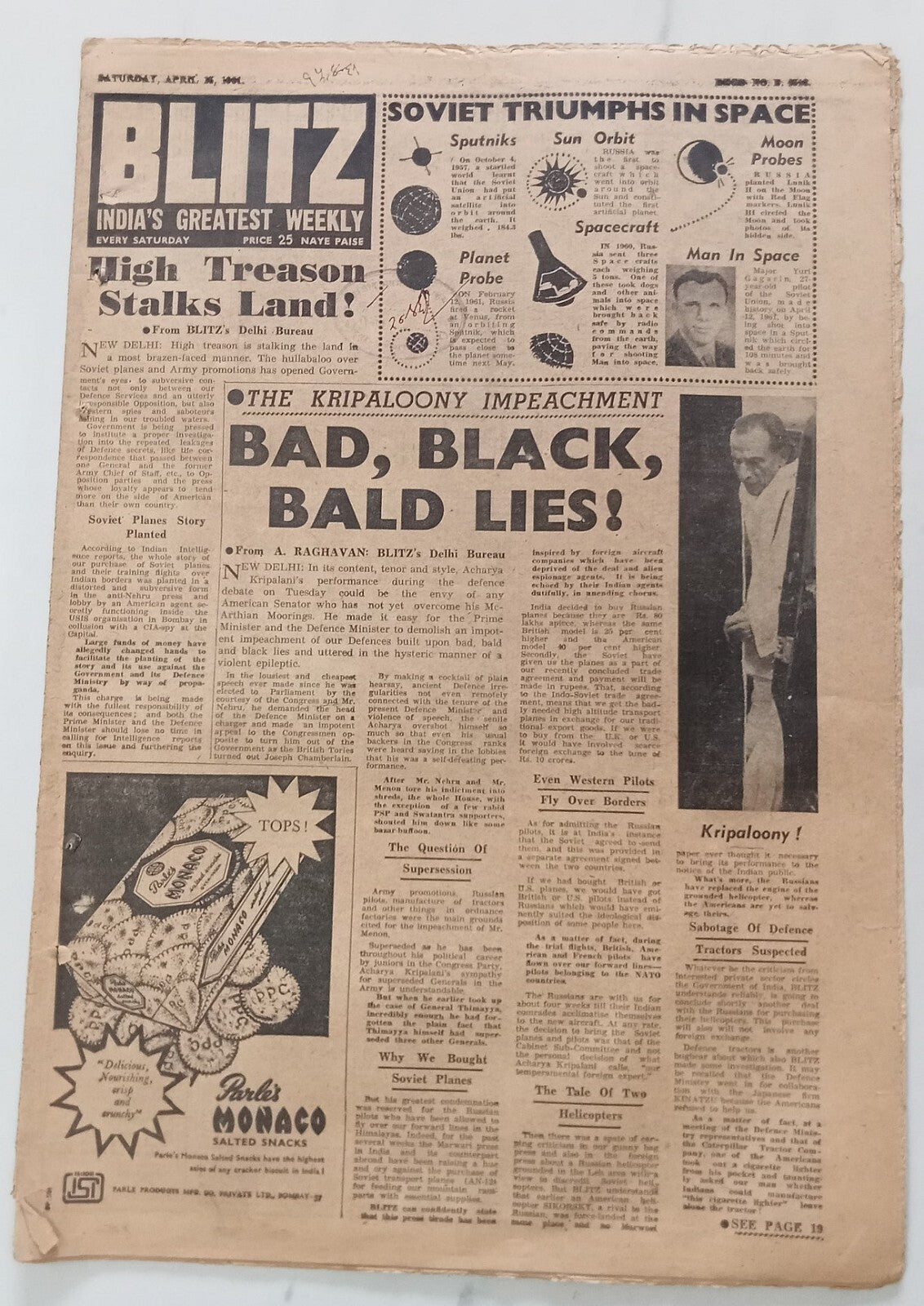 AOP India BLITZ 15 April 1961 BAD, BLACK, BALD LIES! (R )