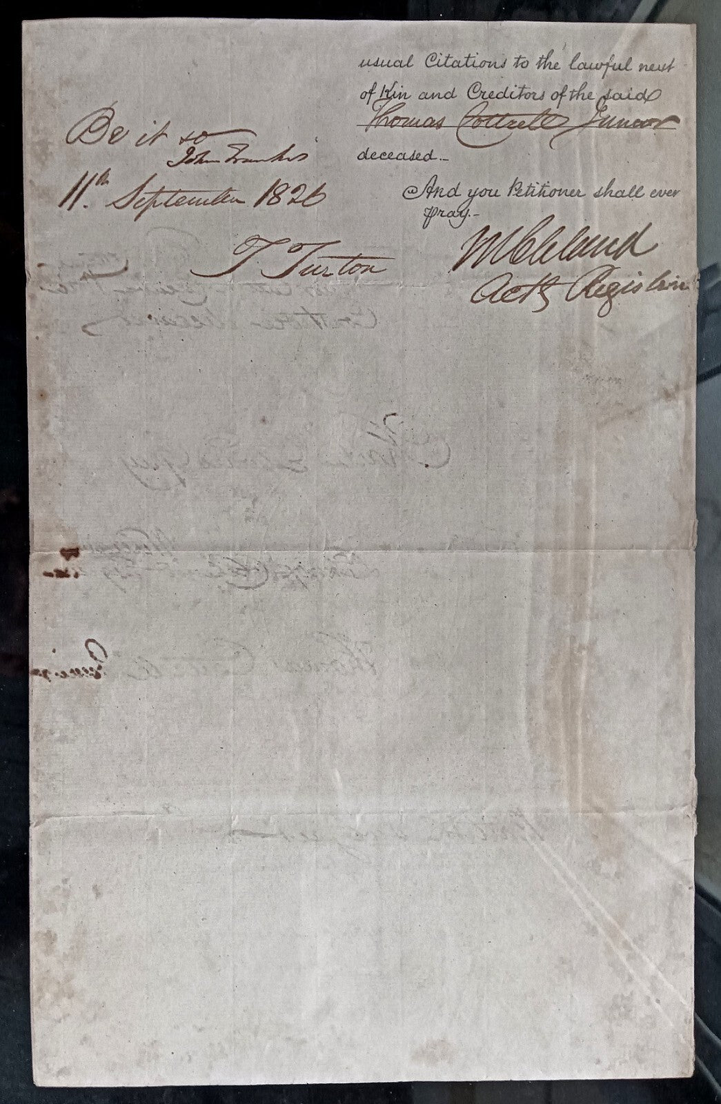 India King George IV 1826 Fort William, Calcutta 2 page document