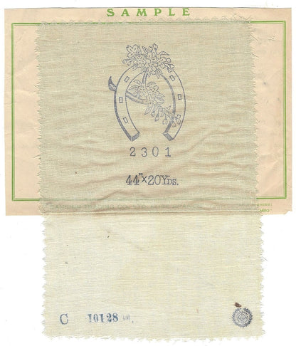 Sanshin Trading Kobe Japan 1940s textile sample sheet for India