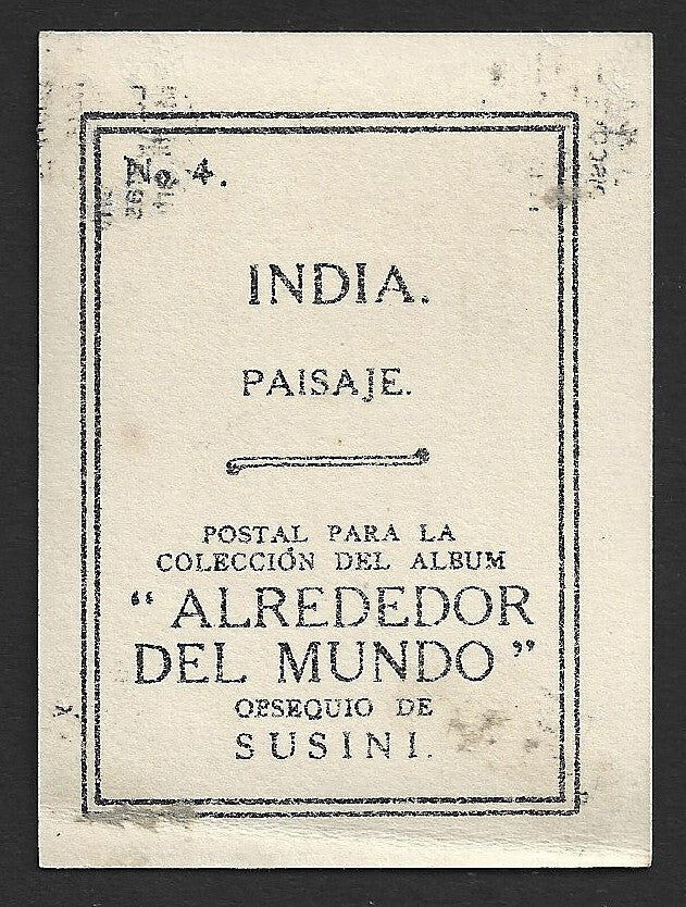 SUSINI CIGARS 1910s hand colored photographic trade card INDIA SCENE
