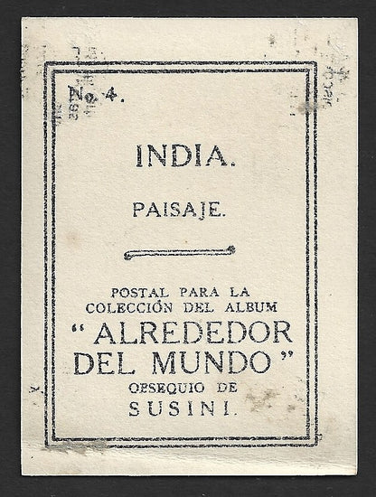SUSINI CIGARS 1910s hand colored photographic trade card INDIA SCENE