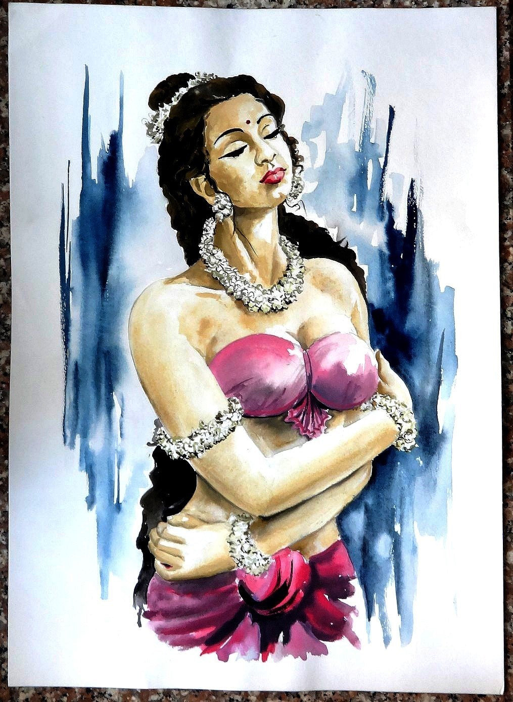 Indian Beauty watercolor on card 12” x 16.5”