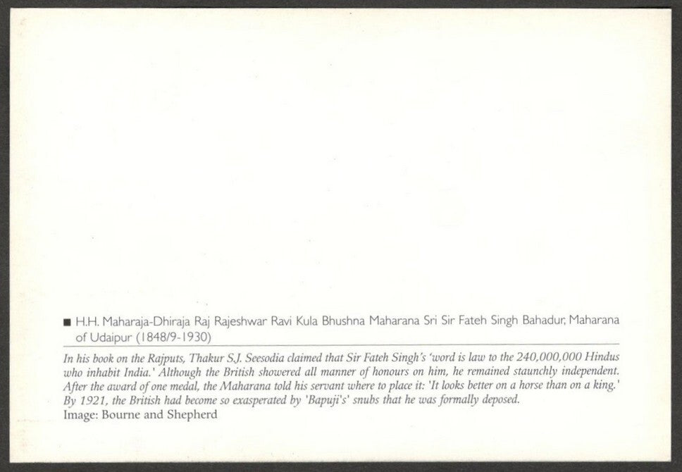 AOP India 2010 Princely States maxi card - Fateh Singh Maharana of Udaipur