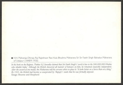AOP India 2010 Princely States maxi card - Fateh Singh Maharana of Udaipur