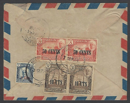 Aden Qu’atiti State cover canc MUKALLA to India 1954