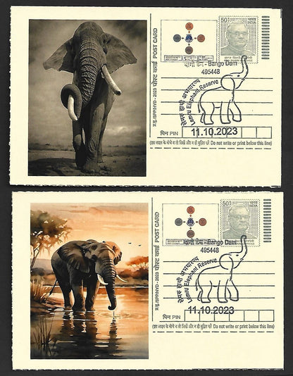 India ELEPHANTS 2023 Lemru Elephant Reserve pictorial commemorative postcards x8