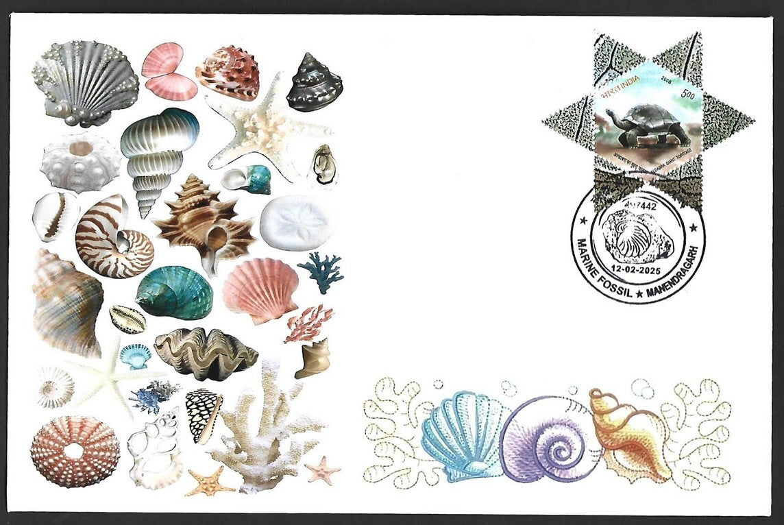 India 2025 MARINE FOSSIL (Sea Shells), Mahendragarh Special cover