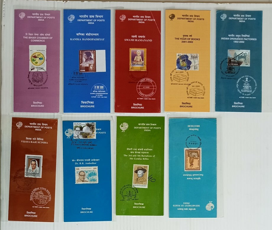 India 1987-2002 stamped information brochure / folders (24)