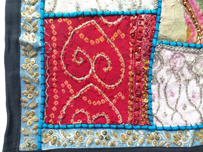 Vintage multipurpose Indian mat wi hand embroidery, sequins, beads, zari, etc