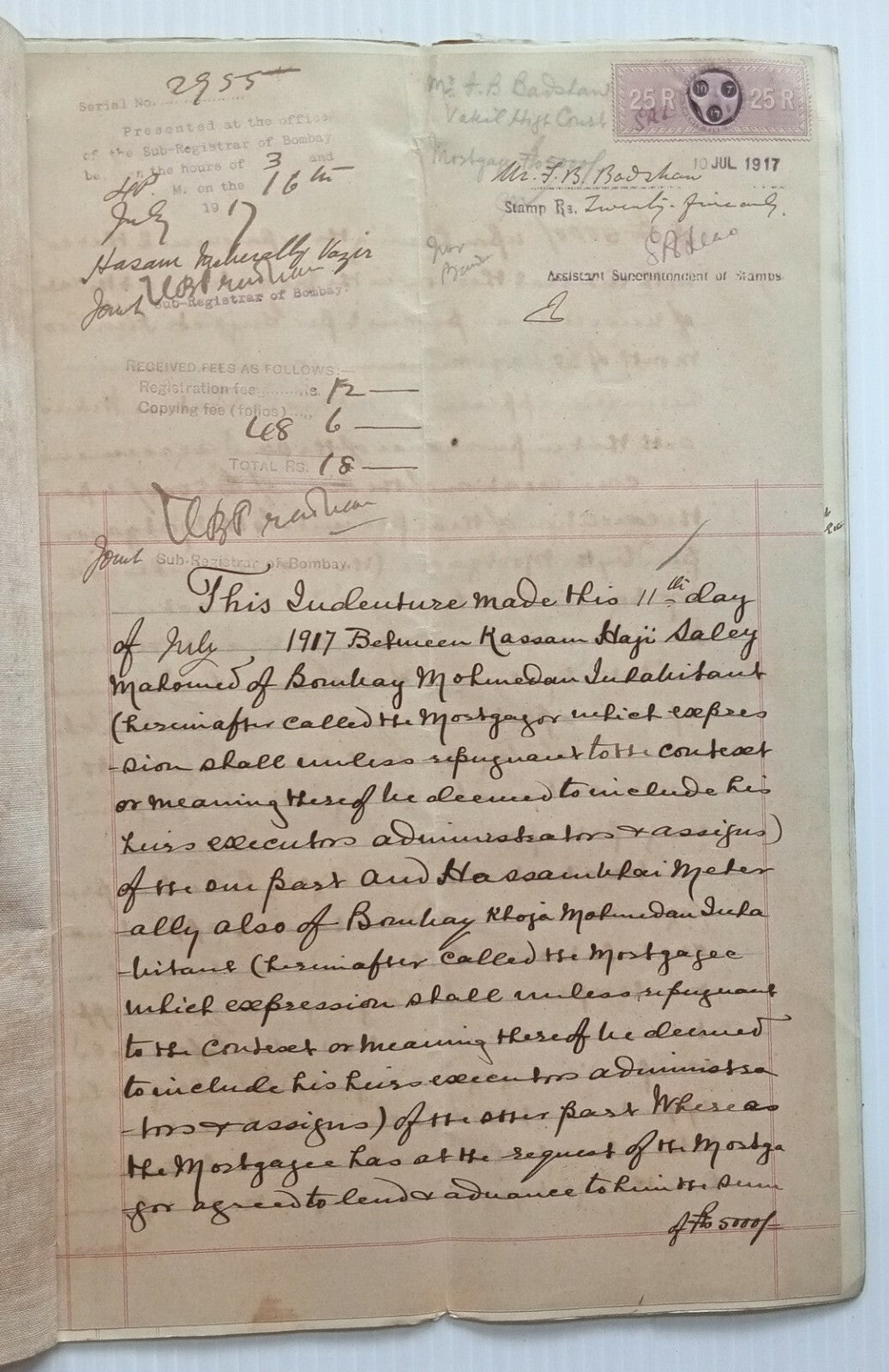 AOP India 1917 8 page page Indenture QV 25R