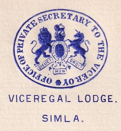 India 1898 crested letter PRIVATE SECRETARY'S OFFICE / VICEREGAL LODGE, SIMLA