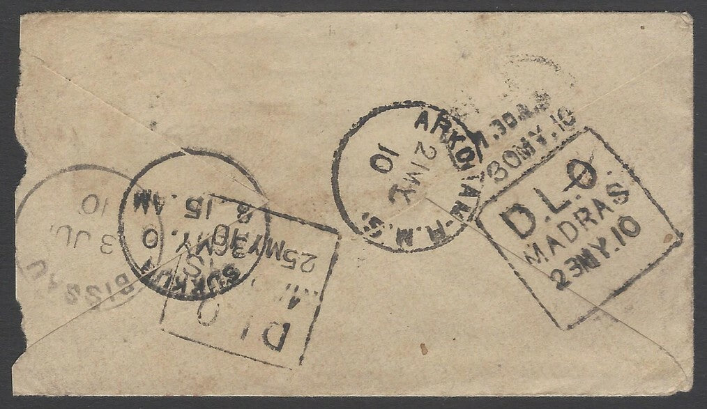 AOPIMT India 1910 DLO MADRAS cover