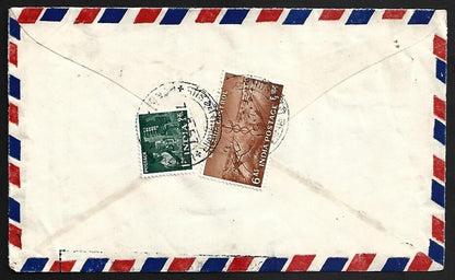 AOP French India 1957 PONDICHERRY BAZAAR registered cover - Malaria stamp
