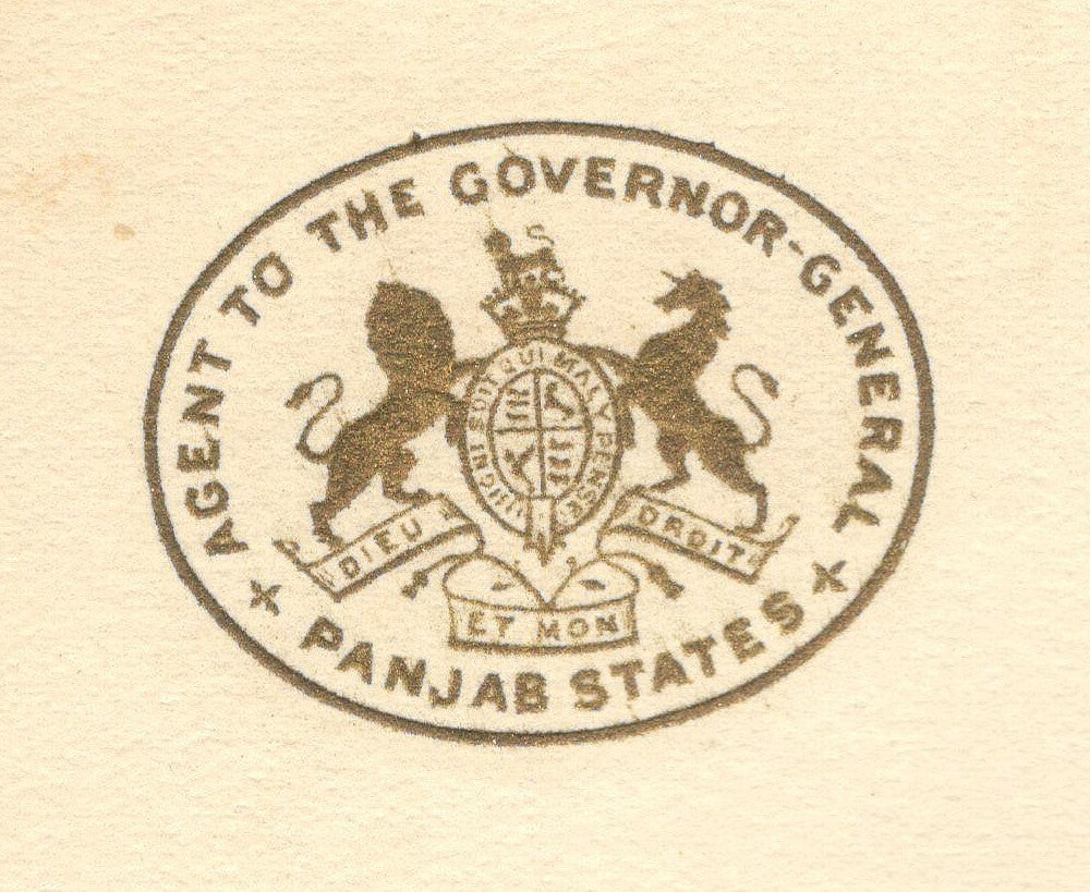India 1935 crested letter AGENT TO THE GOVERNOR GENERAL / PANJAB STATES Lahore