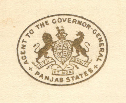 India 1935 crested letter AGENT TO THE GOVERNOR GENERAL / PANJAB STATES Lahore