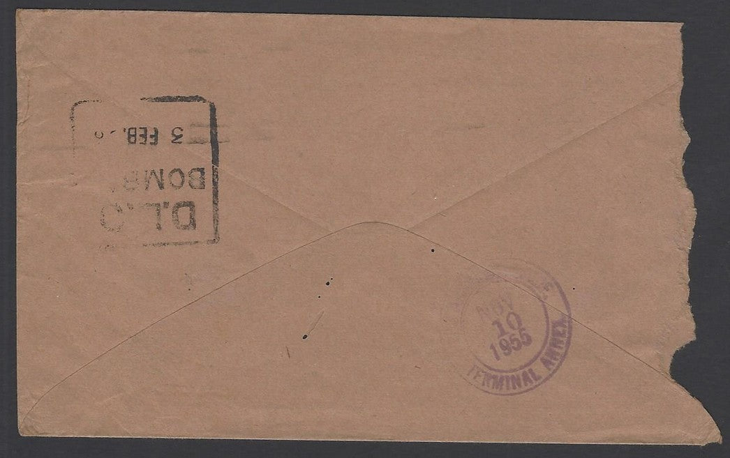 SA 1955 cover & letter to Doris Dowling from India various UNCLAIMED cachets