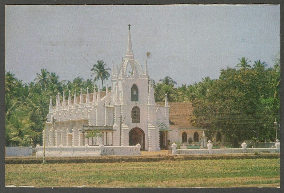 AOP India GOA vintage postcard Saligao Church