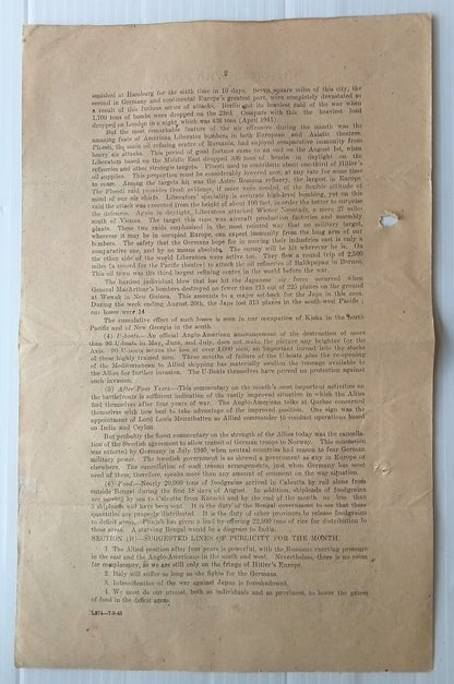 AOP India National War Front 1942 Propaganda Leaflet for District Leaders
