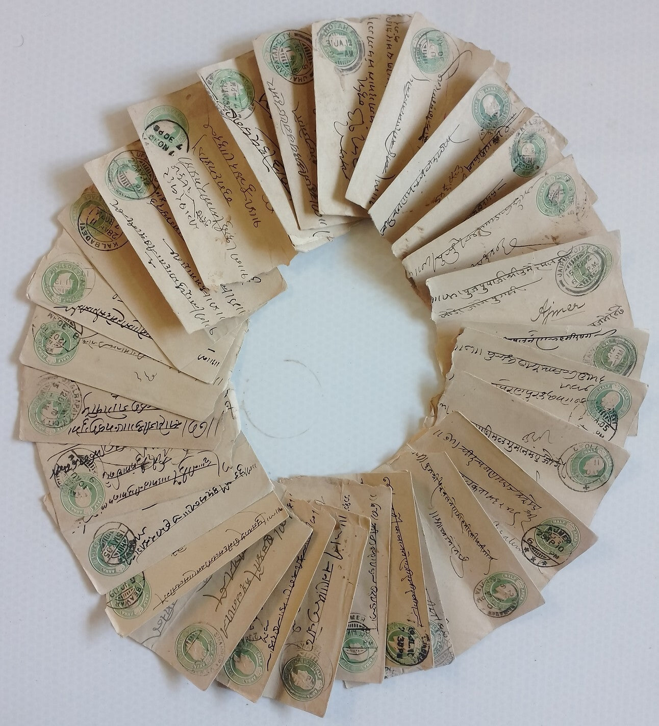 India KEdVII 1/2a green envelopes x 100 selected for condition WHOLESALE