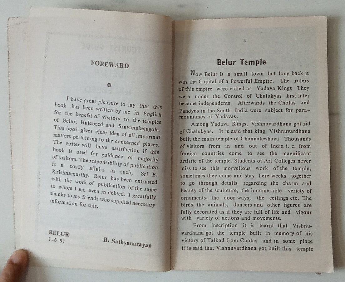 AOP India 1991 Belur Halebid Shravanabelagola Tourist Guide Booklet