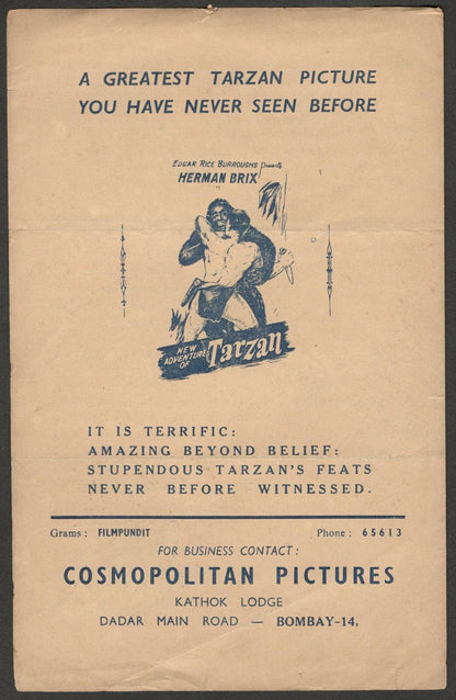 (AOP) NEW ADVENTURES OF TARZAN ***Herman Brix vintage India herald