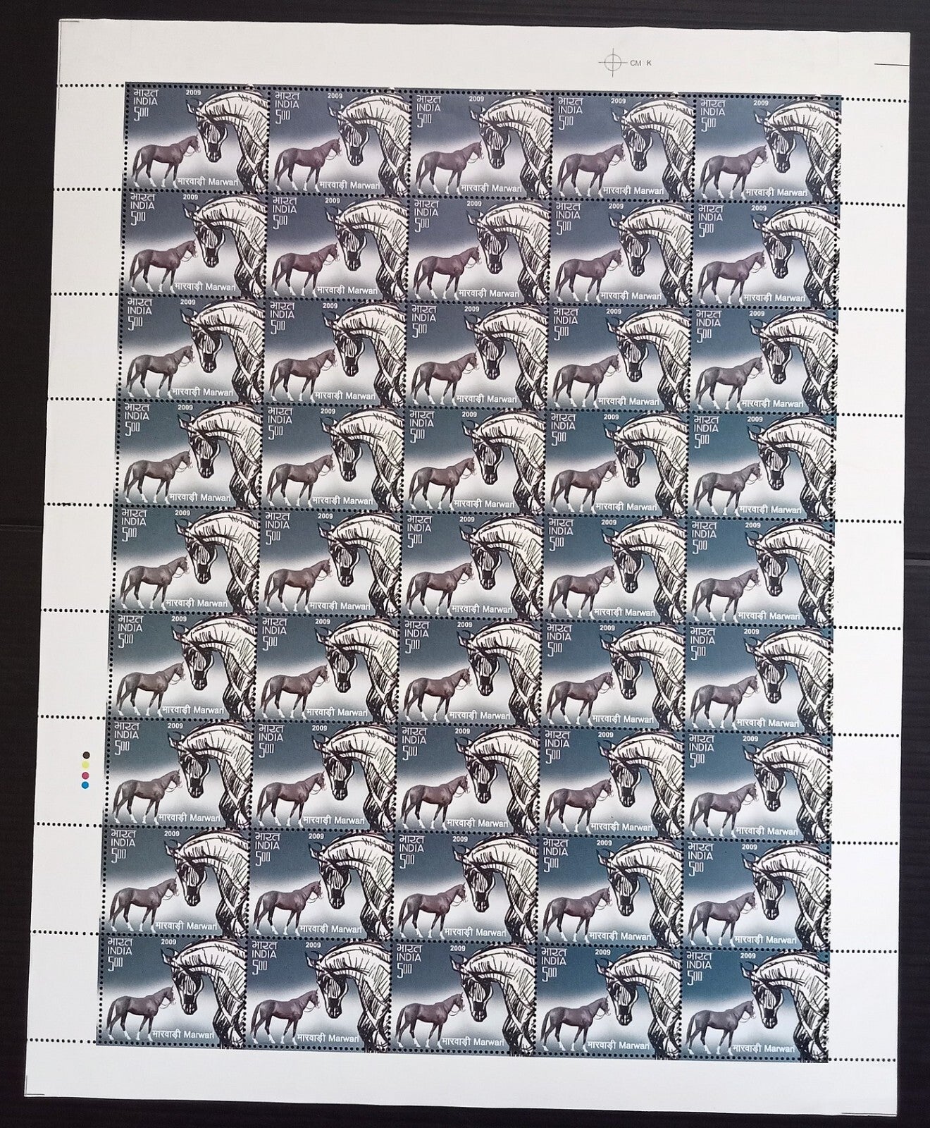 India 2009 Horses set of 4 sheets of 40 MNH