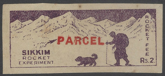 AOP India Sikkim Rocket Experiment R.2 violet label ovpt PARCEL sd Stephen Smith