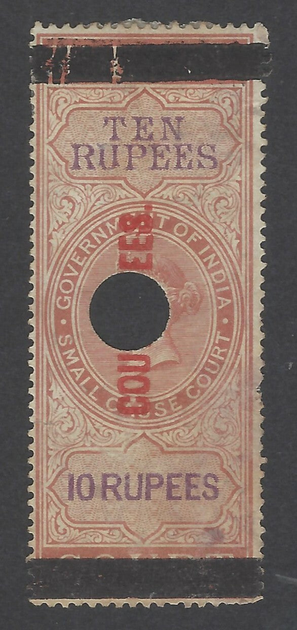 AOP India QV 1870 COURT FEES red ovpt on SMALL CAUSE COURT 10R Bft 156