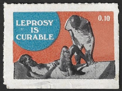 India Gandhi LEPROSY IS CURABLE vintage label