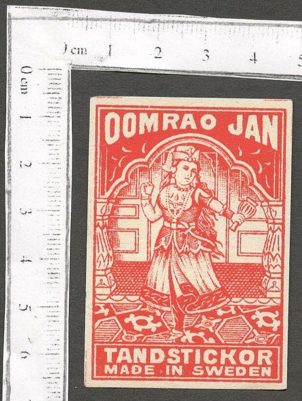 AOP India OOMRAO JAN(courtesan) vintage matchbox label