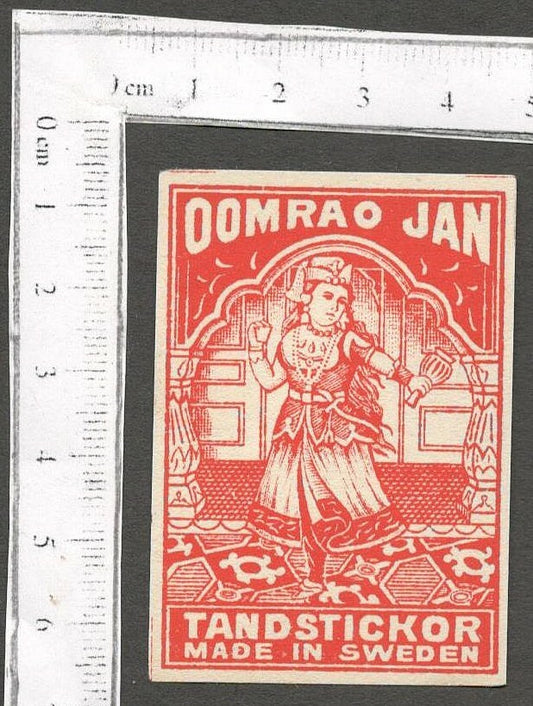AOP India OOMRAO JAN(courtesan) vintage matchbox label