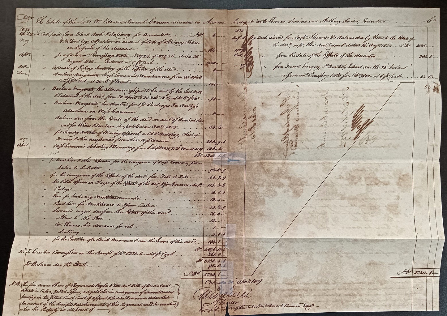 India King George IV 1827 Fort William, Calcutta 2 page document