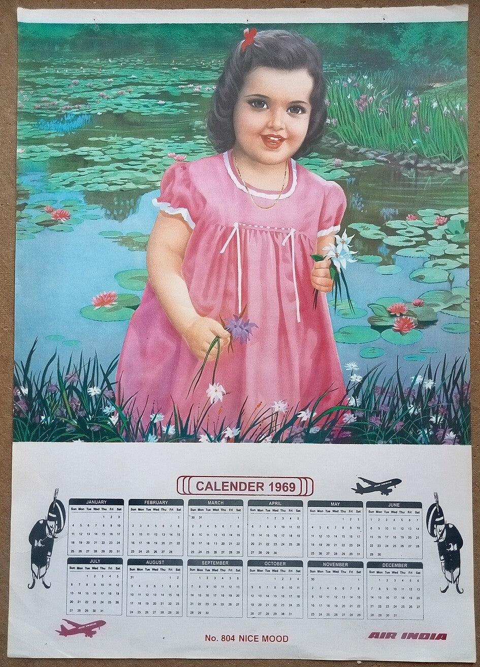 AIR INDIA 1969 poster calender 804 - NICE MOOD - R