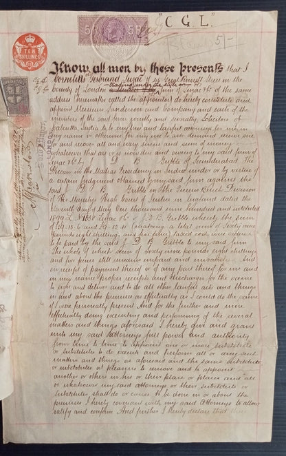 GB Mayors Court & Justice Room (2) & India QV SP Adh 5R on 1898 document zaz