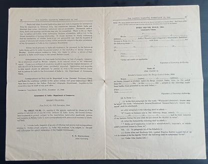 India WW2 Gazette Notification - allowing trade with LIBERATED ITALY