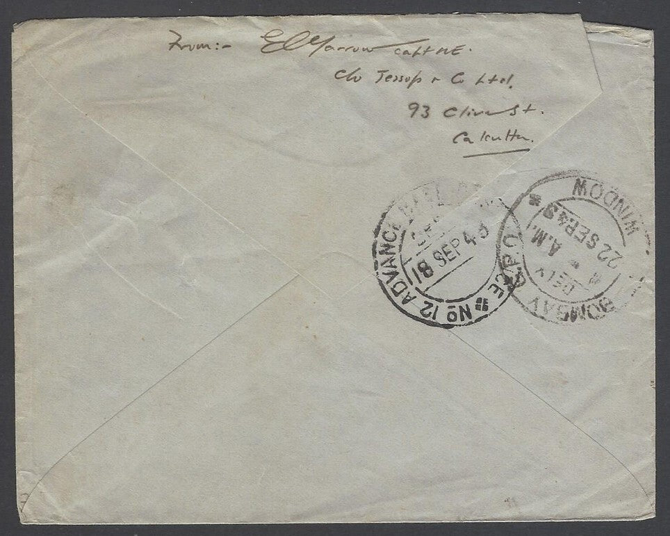 AOP India WW2 1945 On Active Service cover FPO 449 & Unit Censor F 204