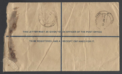 AOPIMT India KGVI registered envelope uprated 4 1/2a DIBRUGARH